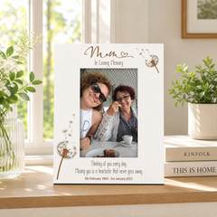 Mum Remembrance White Photo Frame Personalised Portrait With Dandelions Family Photo frame ukgiftstoreonline
