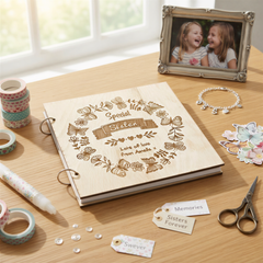 ukgiftstoreonline Personalised Special Sister Engraved Large Wooden Scrapbook Photo Album Sister Photo Album ukgiftstoreonline