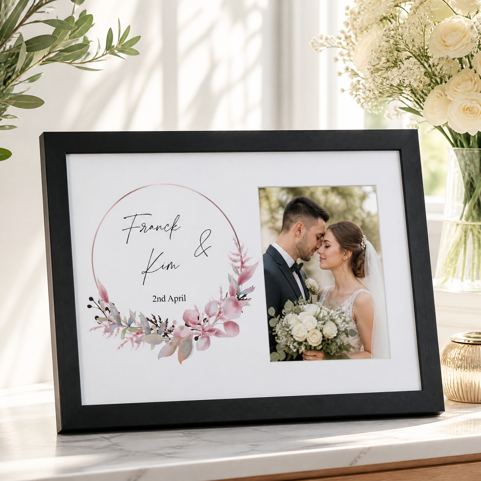 Personalised Wedding Day - Engagement Photo Frame Gift Special Day Keepsake wedding photo frame ukgiftstoreonline Walnut
