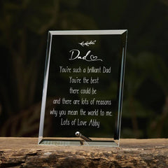 Personalised Dad Keepsake Gift Glass Plaque With Sentiment Personalised Plaque Gift ukgiftstoreonline