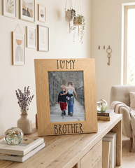 Brother Photo Frame – Engraved Oak Wood Finish Frame Brother Photo Frame ukgiftstoreonline