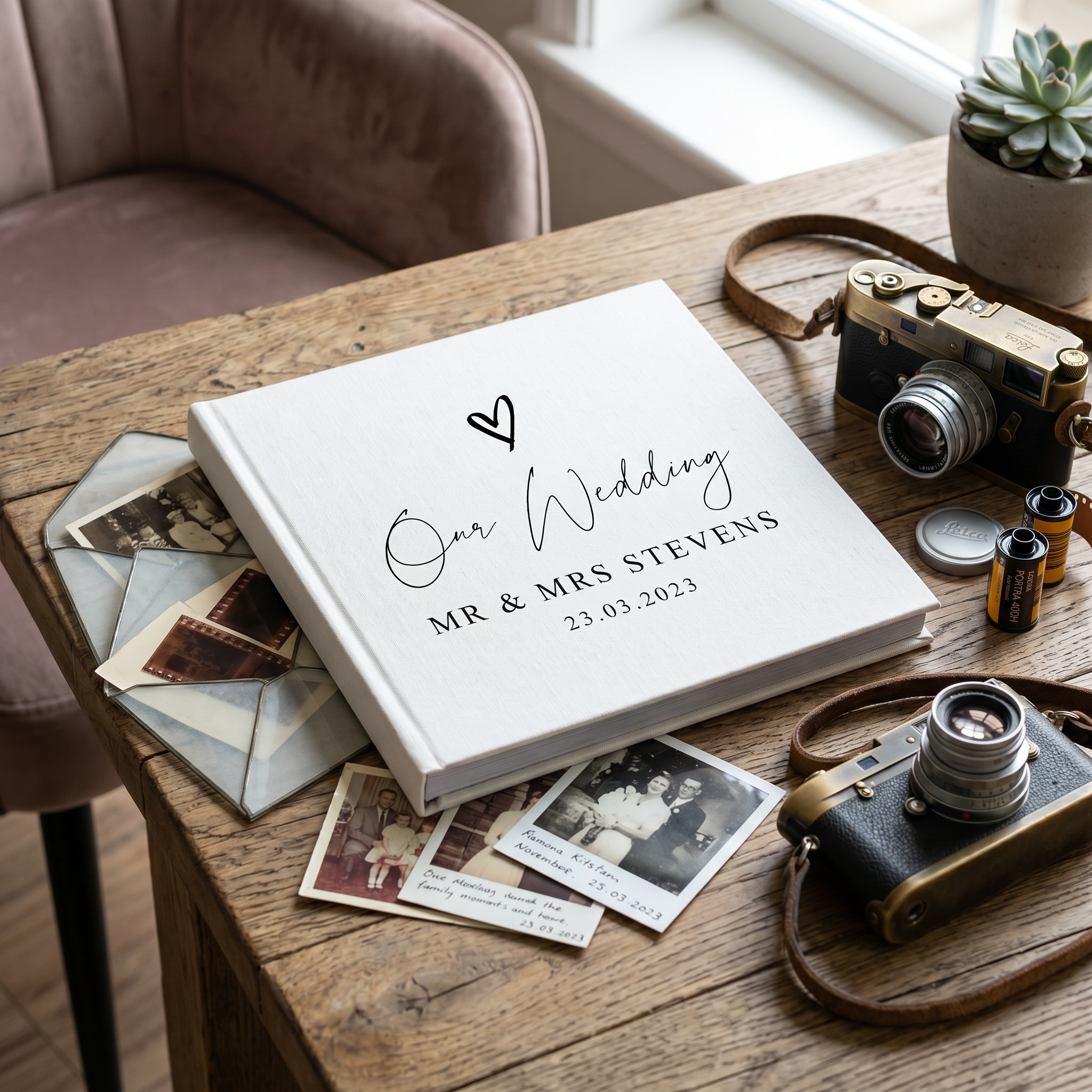 Large Traditional Book Bound Personalised Wedding Photo Album With Heart photo album ukgiftstoreonline