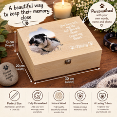 Personalised Pet Memorial Box, Wooden Keepsake With Photo For Pet Lovers Keepsake Memory Box ukgiftstoreonline