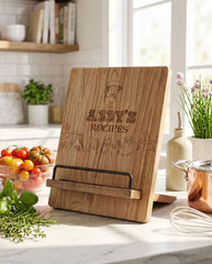 Personalised Recipe Book Stand - Adjustable Wooden Cookbook Holder & Tablet Stand recipe book holder ukgiftstoreonline