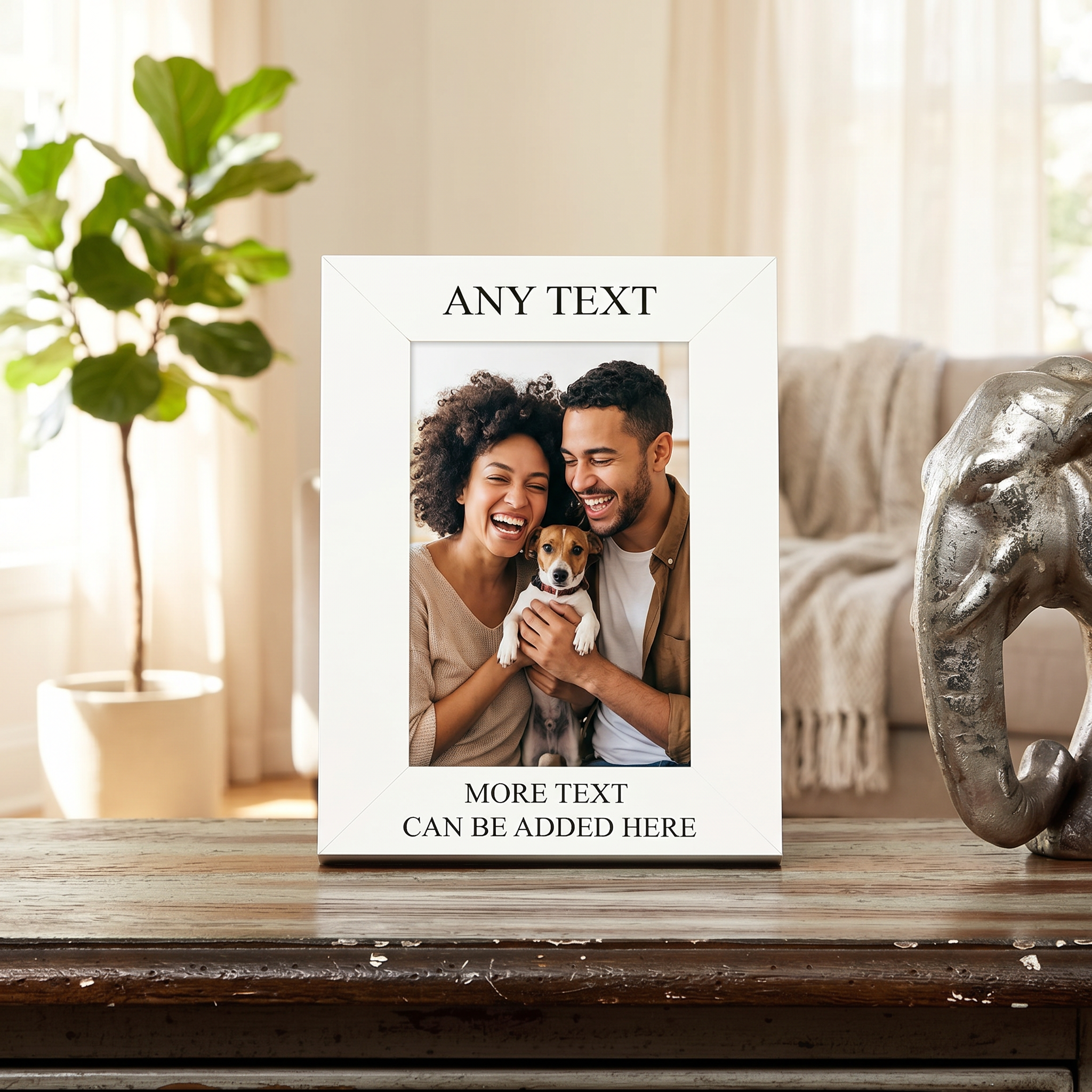 Personalised Photo Frame – White Wooden 4x6 Custom Printed Message Display Photo Frame ukgiftstoreonline
