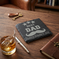 Personalised Dad Coaster – Stone Slate Drink Coaster | Best Dad Gift Personalised Slate Marker ukgiftstoreonline