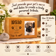 Personalised Wooden Dog Memorial Cremation Urn with Photo Heaven Quote Pet urn ukgiftstoreonline