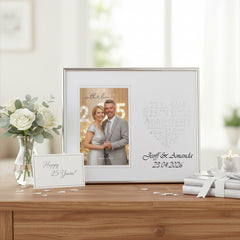 Personalised 25th Anniversary Silver Heart Photo Frame Gift Boxed Anniversary Photo Frame ukgiftstoreonline