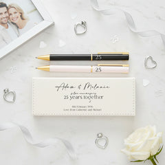 25th Anniversary Pen Set Personalised and Gift Boxed Anniversary Gifts ukgiftstoreonline