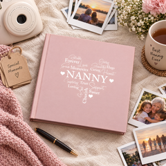 Nanny Word Heart Pink Photo Picture Album 50 x 6"x4" Nanny Photo Album ukgiftstoreonline