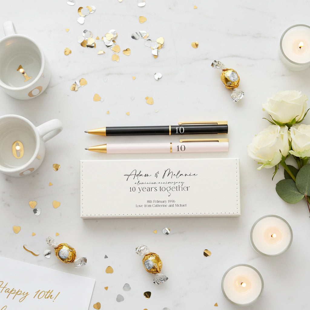10th Anniversary Pen Set Personalised and Gift Boxed Anniversary Gifts ukgiftstoreonline