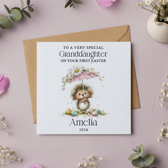 Personalised Granddaughter's 1st Easter Card Luxury Linen and Natural Envelope Personalised Cards ukgiftstoreonline