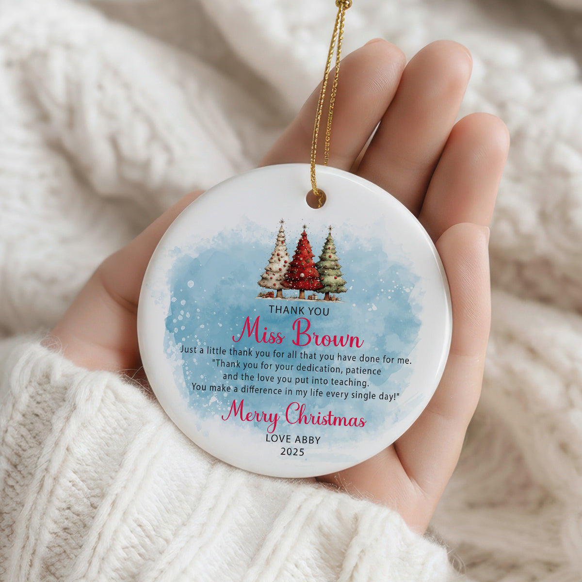 Personalised Thank You Christmas Bauble Ornament Keepsake Gift for Teacher Personalised Heart Gifts ukgiftstoreonline