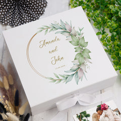Personalised Wedding Day Keepsake Gift Box Couple Wedding Memory Storage Box ukgiftstoreonline Ribbon Box Medium
