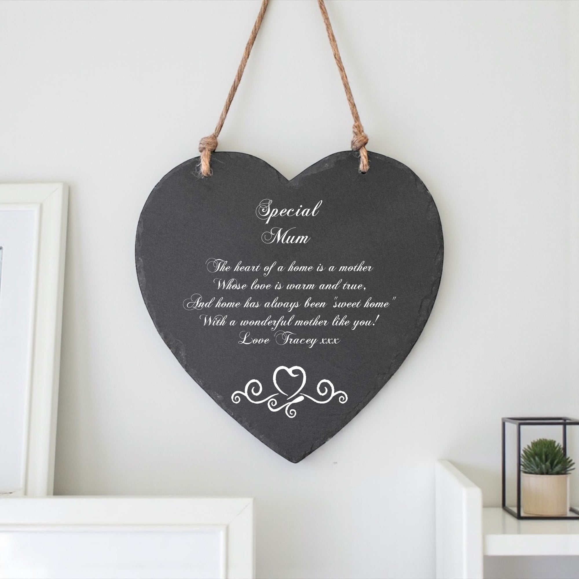 Personalised Mum Gift Engraved Stone Slate Plaque Heart Symbol Personalised Heart Gifts ukgiftstoreonline