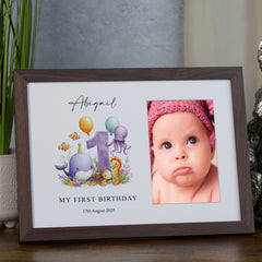 Personalised First Birthday Photo Frame With Sea Animals