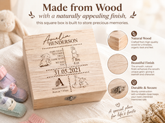 Personalised baby Wooden Memory Box Gift With birth Details Keepsake Memory Box ukgiftstoreonline