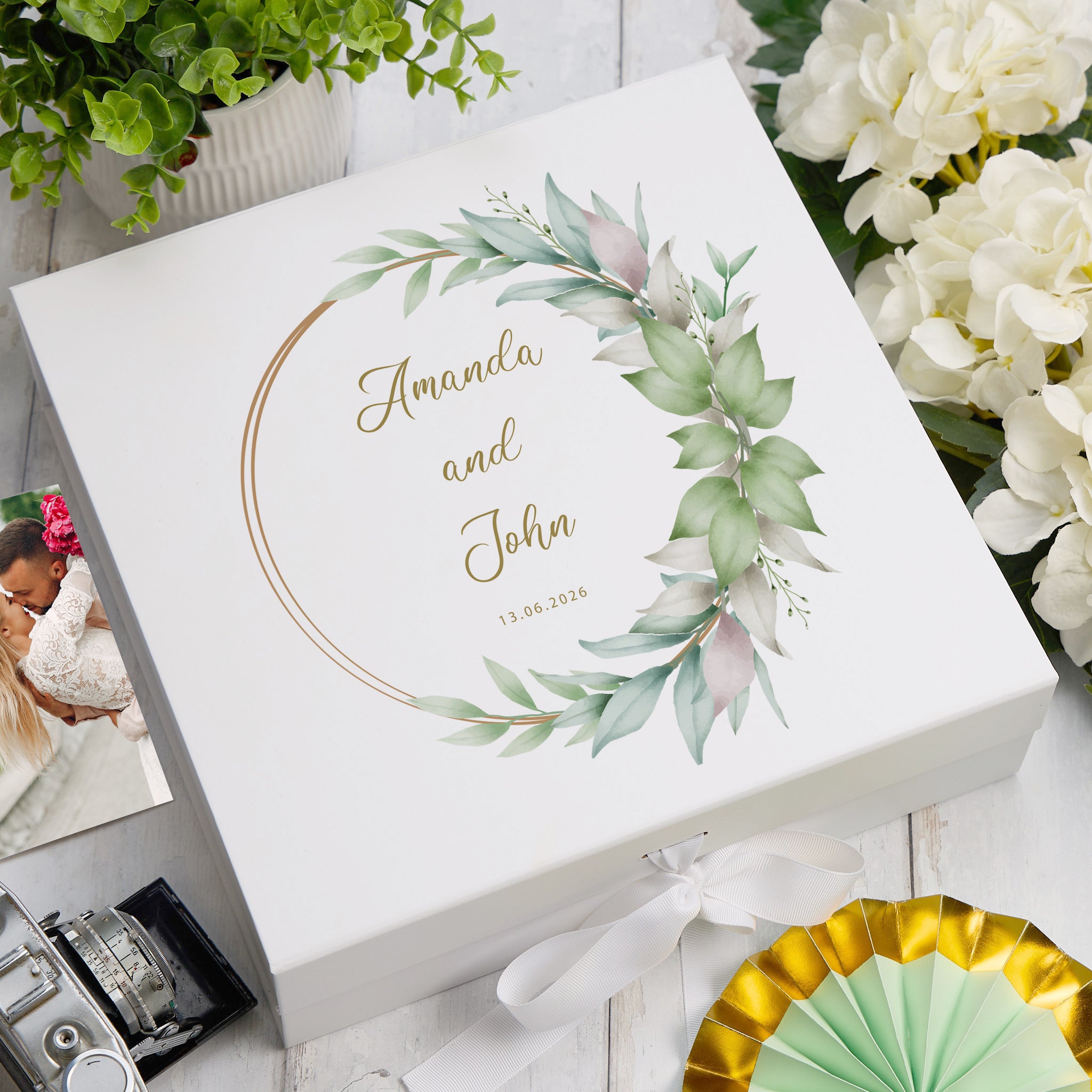 Personalised Wedding Day Keepsake Gift Box Couple Wedding Memory Storage Box ukgiftstoreonline Ribbon Box Large