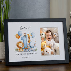 Personalised First Birthday Photo Frame With Safari Animals