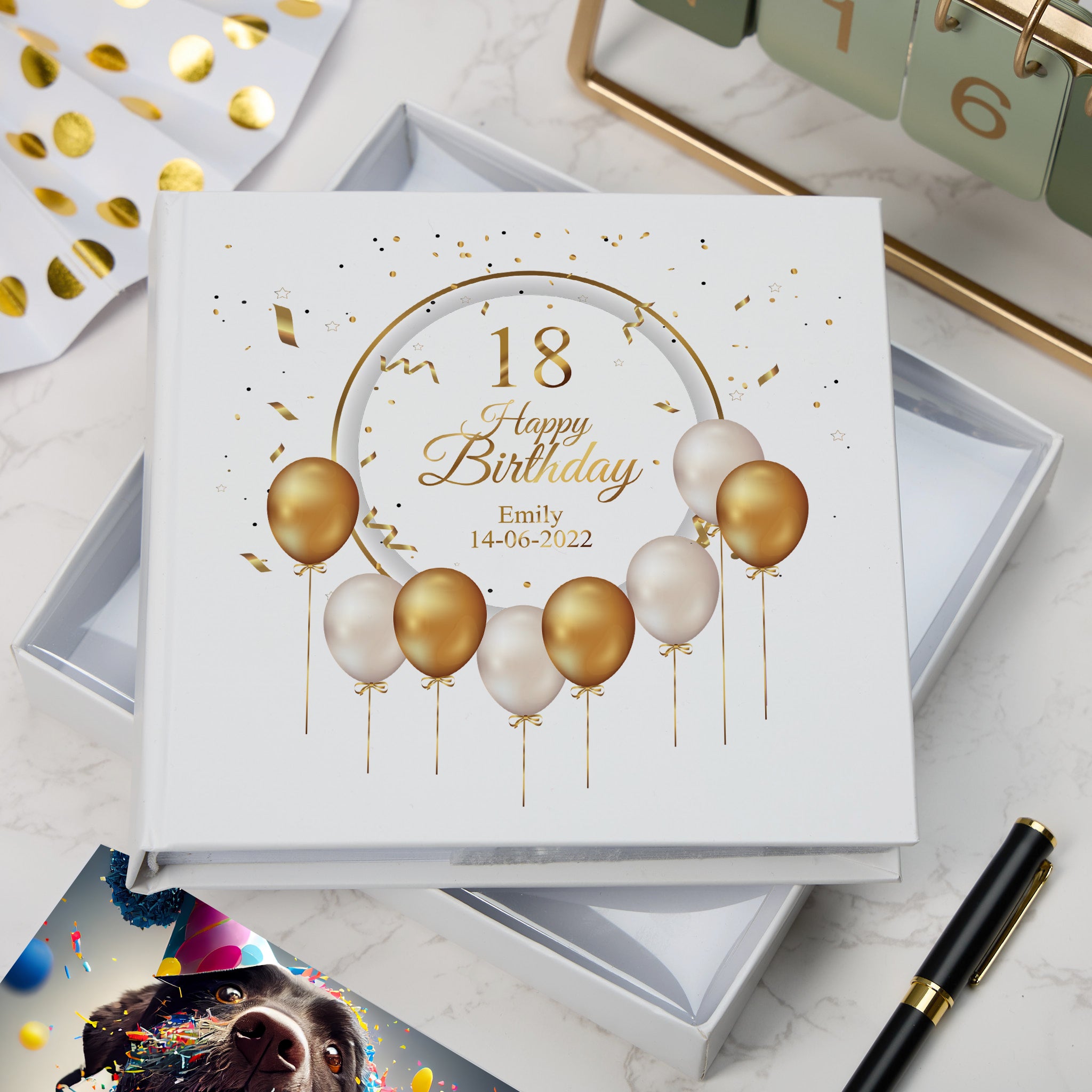 Personalised 18th Birthday Photo Album Gift With Gold Balloons Birthday Photo Album ukgiftstoreonline