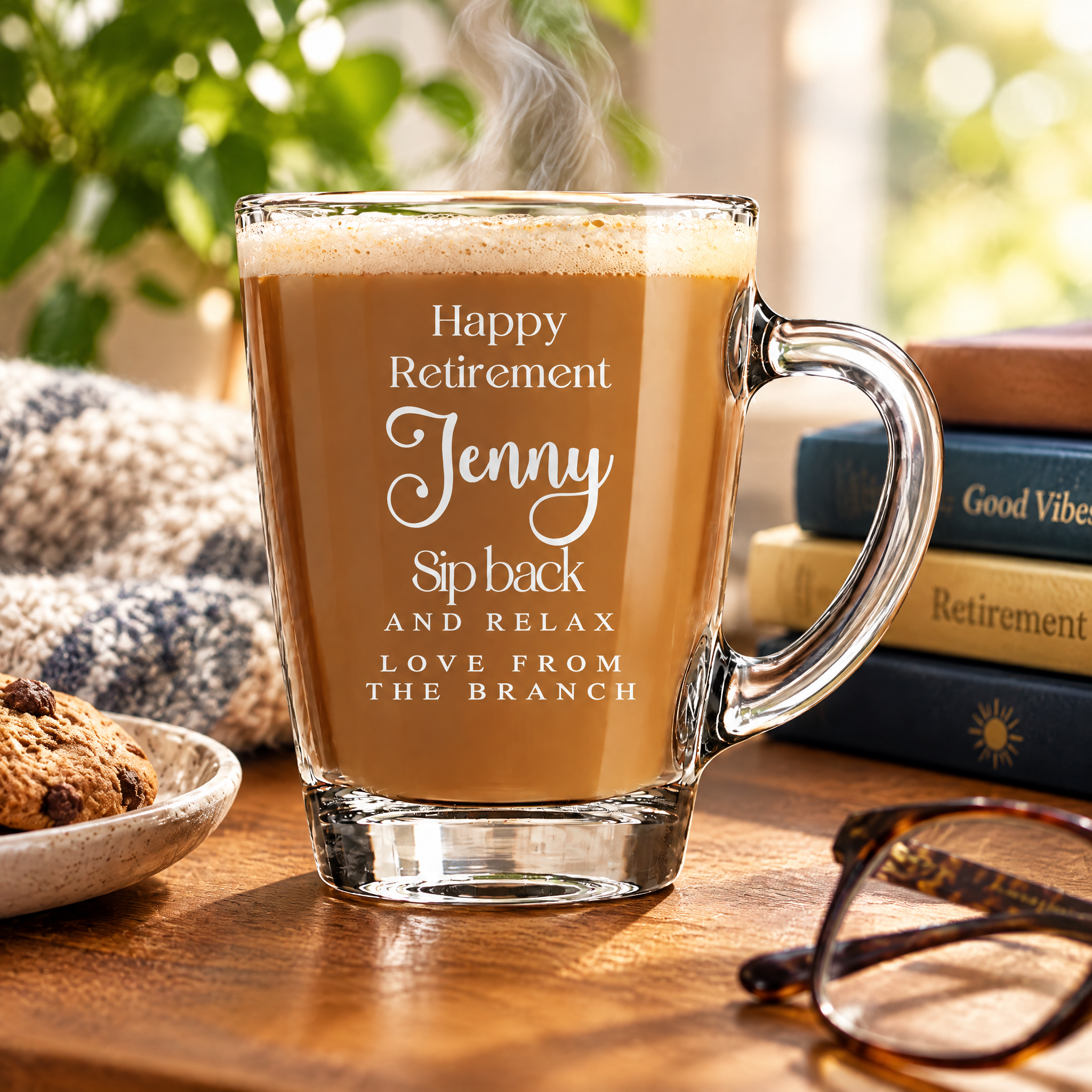 Personalised Gift For Retirement Engraved Glass Coffee Cup, Tea Cup Personalised Birthday Gift ukgiftstoreonline