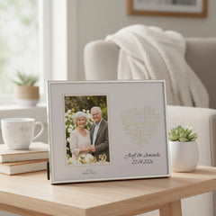 Personalised 50th Anniversary Silver Heart Photo Frame Gift Boxed Anniversary Photo Frame ukgiftstoreonline