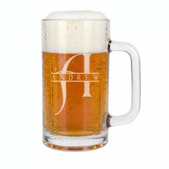 Personalised Engraved Name and Alphabet 540ml Beer Glass Mug Gift for Him