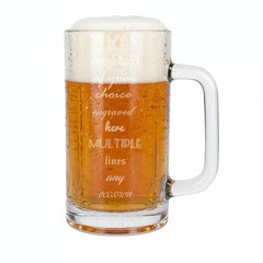 Personalised Engraved 540ml Beer Glass Mug Gift for Him any Occasion
