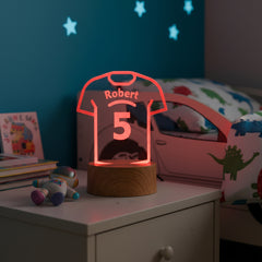 Football Shirt Kids Room Personalised 7 colour Led Night Light Lamp For Boys Birthday Personalised Lights ukgiftstoreonline
