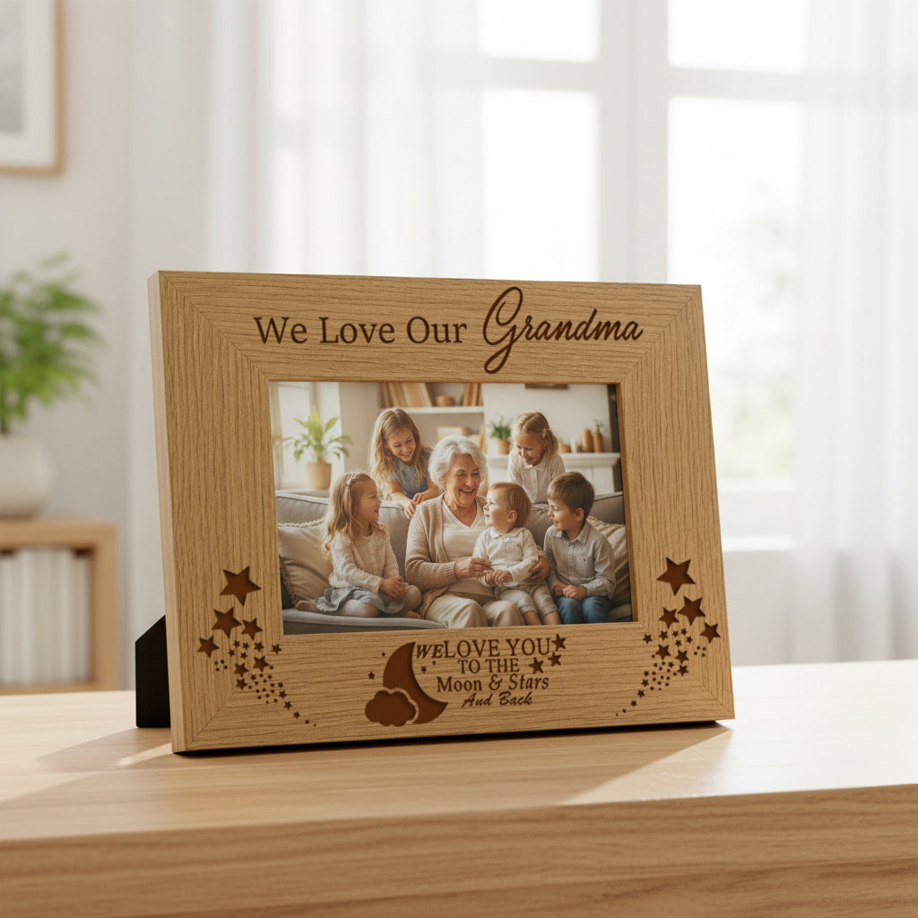 We Love Our Grandma To The Moon and Back Wooden Photo Frame Gift Grandma Photo Frame ukgiftstoreonline