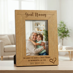 Personalised Great Nanny Love Heart Engraved Photo Frame Gift personalised photo frames ukgiftstoreonline