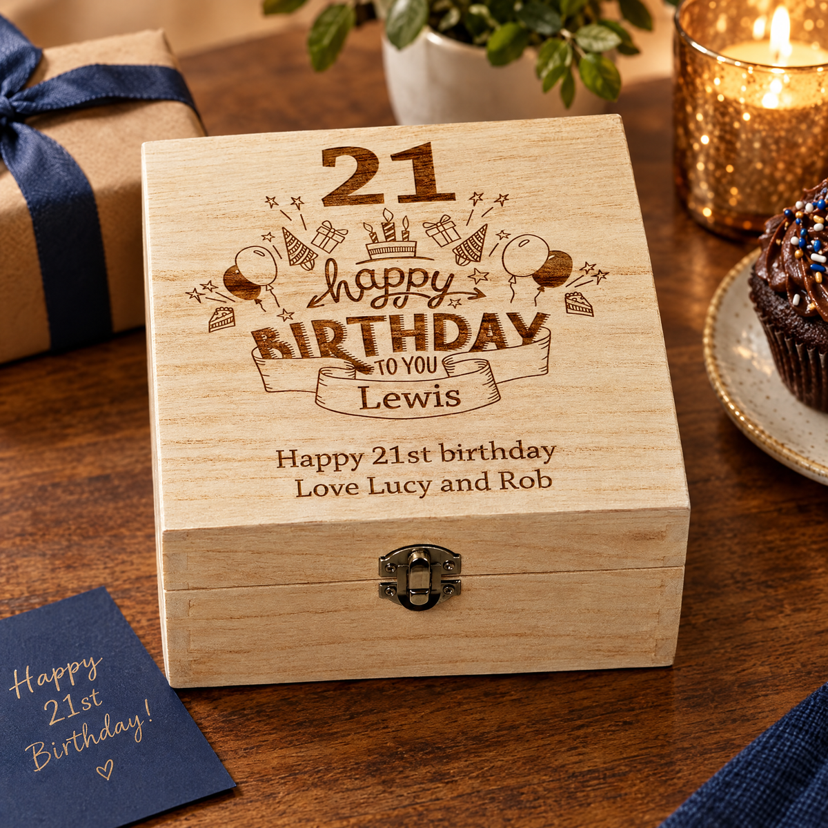 Personalised 21st Birthday Wooden Keepsake Box Gift Engraved Keepsake Boxes ukgiftstoreonline