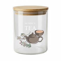 Personalised Tea Storage Jar with Tea Pot and Any name Gift For Any Occasion