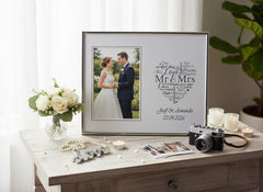 Personalised Mr and Mrs Wedding Silver Heart Photo Frame Gift Boxed Anniversary Photo Frame ukgiftstoreonline