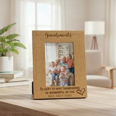 Personalised Grandparents Love Heart Engraved Portrait Photo Frame Gift personalised photo frames ukgiftstoreonline