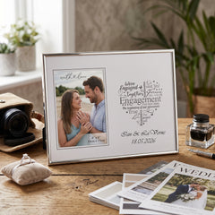 Engagement Photo Frame - Silver Heart Personalised 4x6 Keepsake Gift Boxed Anniversary Photo Frame ukgiftstoreonline