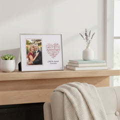 Personalised 40th Anniversary Silver Heart Photo Frame Gift Boxed Anniversary Photo Frame ukgiftstoreonline