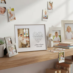 Personalised Christening Day Silver Heart Photo Frame Gift Boxed ukgiftstoreonline