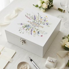 Personalised Wedding Keepsake Box – Elegant Floral Design With Wildflower Prints ukgiftstoreonline