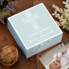 Personalised Christening Keepsake Box Gift For Boys and Girls With Multiple Colours