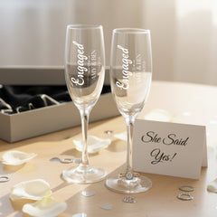 Personalised Engagement Champagne Glasses – Custom Engraved Flutes With Luxury Gift Box Personalised Champagne Glasses ukgiftstoreonline