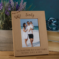 Personalised Family Sentiment Photo Frames With Love Hearts On Branch
