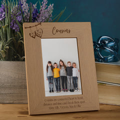 Personalised Cousins Sentiment Photo Frames With Love Hearts On Branch