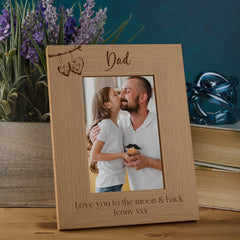 Personalised Dad and Daddy Sentiment Photo Frames With Love Hearts On Branch