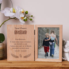 Personalised Brother Remembrance In Loving Memory Photo Frame Gift Solid Oak Wood