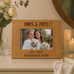 Oak Personalised Mrs and Mrs Gay Wedding Picture Photo Frame Heart Gift Photo Frame ukgiftstoreonline