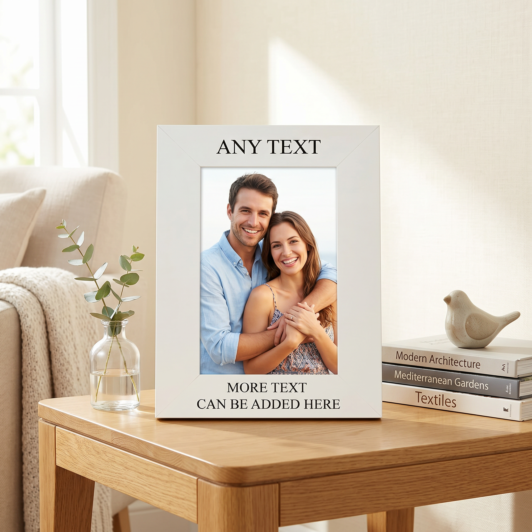 Personalised Photo Frame – White Wooden 4x6 Custom Printed Message Display Photo Frame ukgiftstoreonline