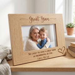 Personalised Great Gran Love Heart Engraved Landscape Photo Frame Gift personalised photo frames ukgiftstoreonline