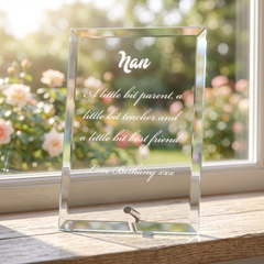 Personalised Nan Glass Plaque | Engraved 4In X 5In Gift For Nan Personalised Crystal Glass ukgiftstoreonline
