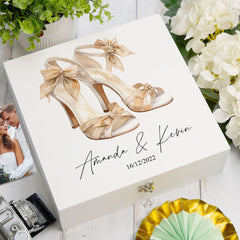 Personalised Wedding Box With Bride's Shoes Design Keepsake Wooden Box ukgiftstoreonline Wood Box Large